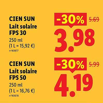 CIEN SUN Lait solaire FPS 30 250 ml