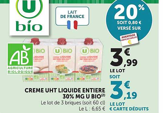 CREME UHT LIQUIDE ENTIERE 30% MG U BIO (2)