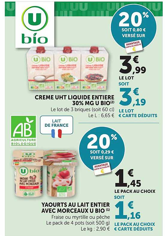 CREME UHT LIQUIDE ENTIERE 30% MG U BIO(2)