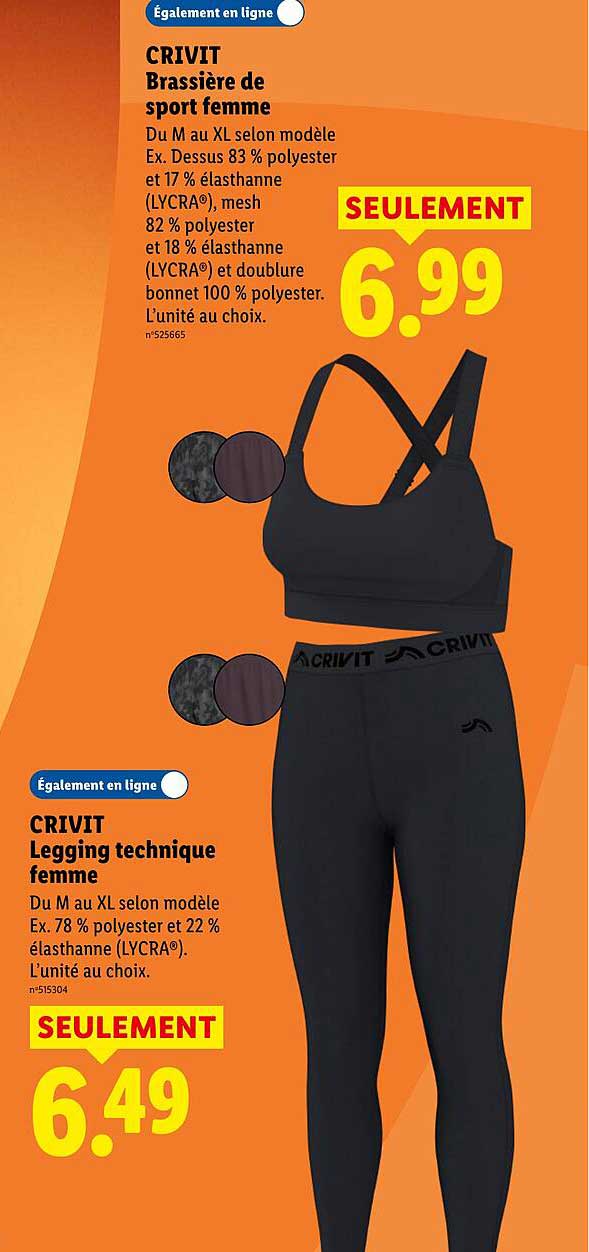 CRIVIT Brassière de sport femme