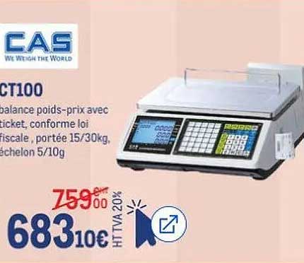 CT100 balance poids-prix avec ticket, conforme loi fiscale, portée 15/30kg, échelon 5/10g