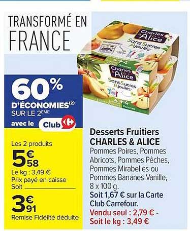Desserts Fruitiers CHARLES & ALICE