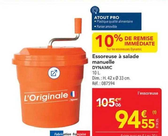 Essoreuse à salade manuelle DYNAMIC 10 L