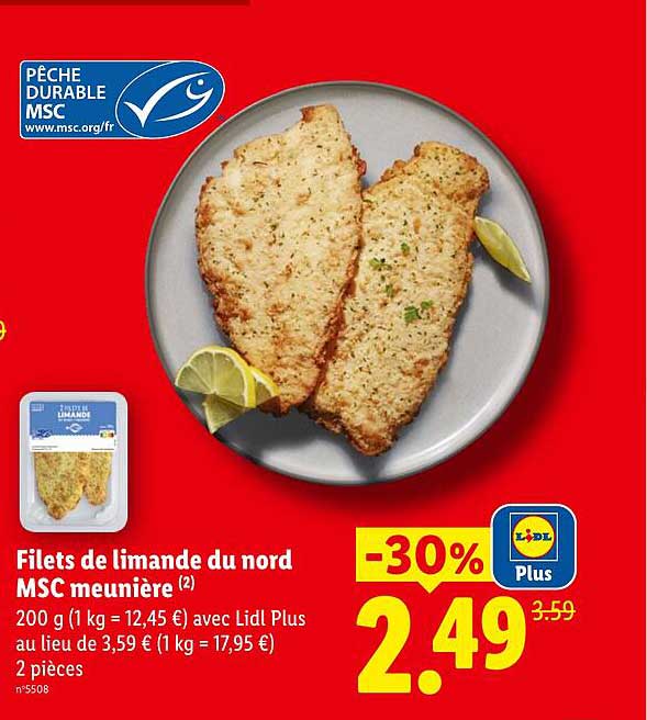 Filets de limande du nord MSC meunière (2)