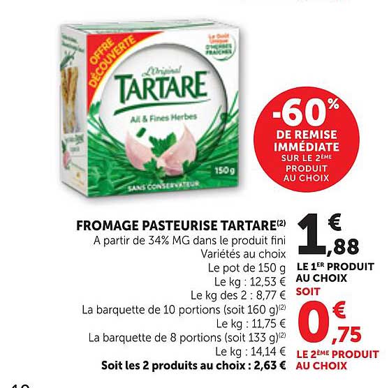 FROMAGE PASTEURISÉ TARTARE