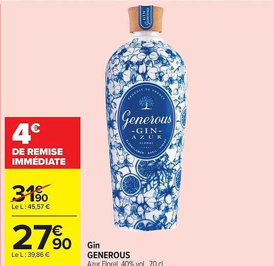 Gin GENEROUS Azur Floral 40% vol. 70 cl