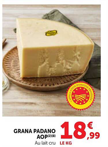 GRANA PADANO AOP(2) B/ Au lait cru