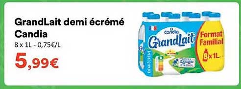 GrandLait demi écrémé Candia