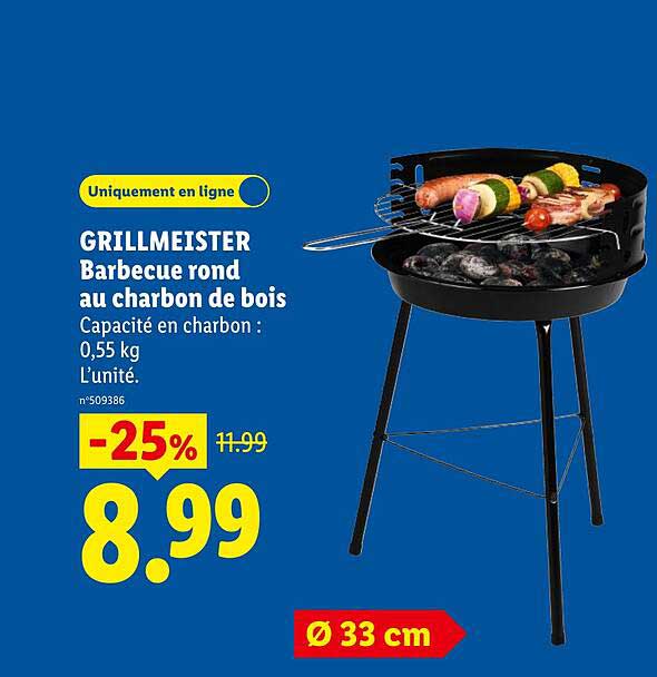 GRILLMEISTER Barbecue rond au charbon de bois