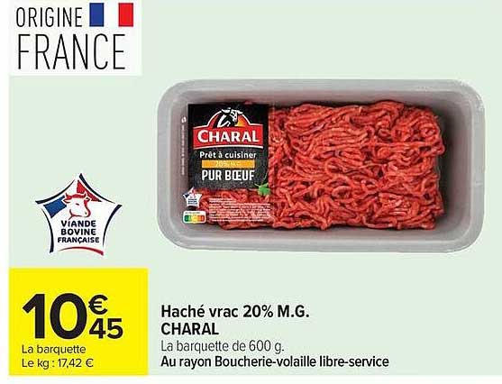 Haché vrac 20% M.G. CHARAL