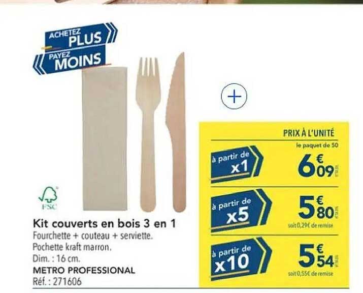 Kit couverts en bois 3 en 1