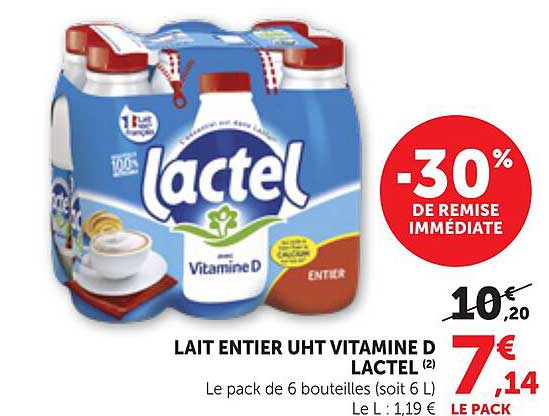 LAIT ENTIER UHT VITAMINE D LACTEL (2)