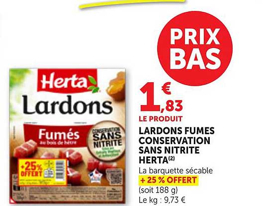 LARDONS FUMES CONSERVATION SANS NITRITE HERTA
