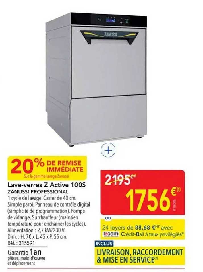Lave-verres Z Active 100S ZANUSSI PROFESSIONAL
