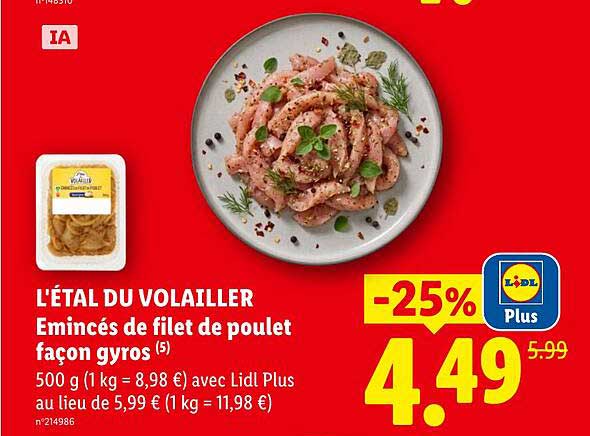 L'ÉTAL DU VOLAILLER Emincés de filet de poulet façon gyros