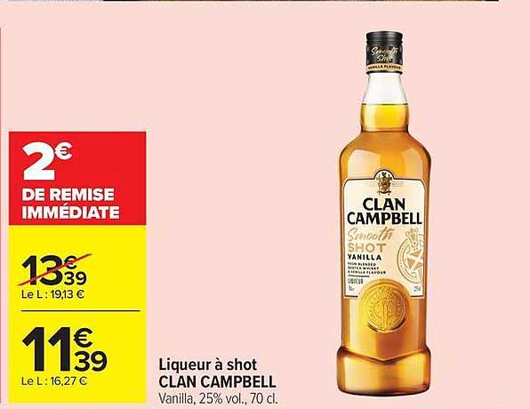 Liqueur à shot CLAN CAMPBELL Vanilla, 25% vol., 70 cl.