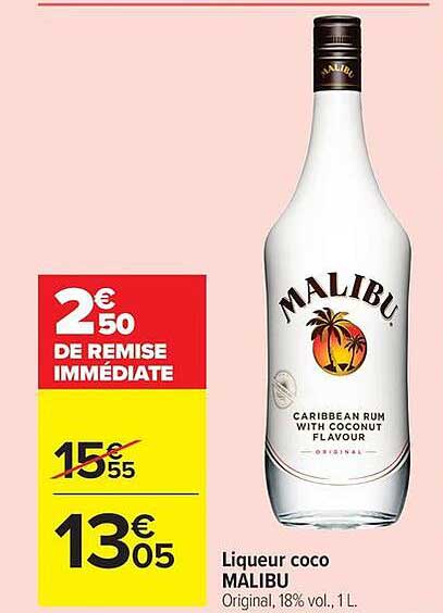 Liqueur coco MALIBU Original, 18% vol., 1 L