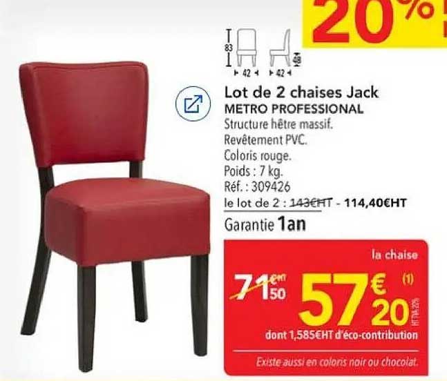 Lot de 2 chaises Jack METRO PROFESSIONAL