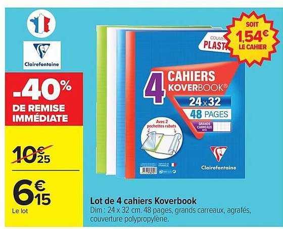 Lot de 4 cahiers Koverbook