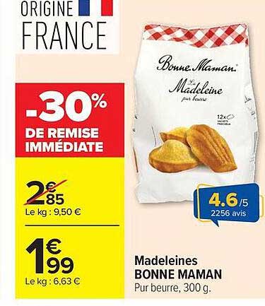 Madeleines BONNE MAMAN Pur beurre, 300 g.
