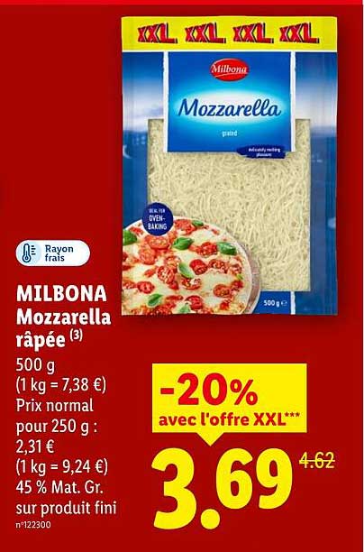 MILBONA Mozzarella râpée