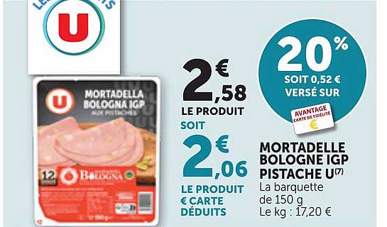MORTADELLE BOLOGNE IGP PISTACHE U(7*)
