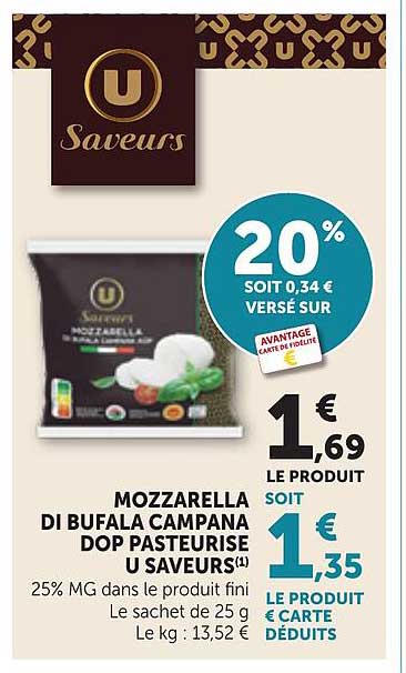 MOZZARELLA DI BUFALA CAMPANA DOP PASTEURISE U SAVEURS(1)