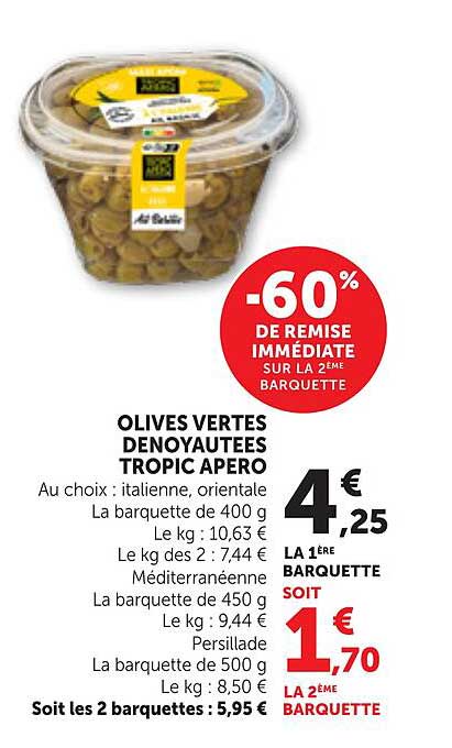 OLIVES VERTES DENOYAUTEES TROPIC APERO