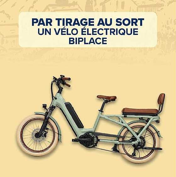 PAR TIRAGE AU SORT UN VÉLO ÉLECTRIQUE BIPLACE