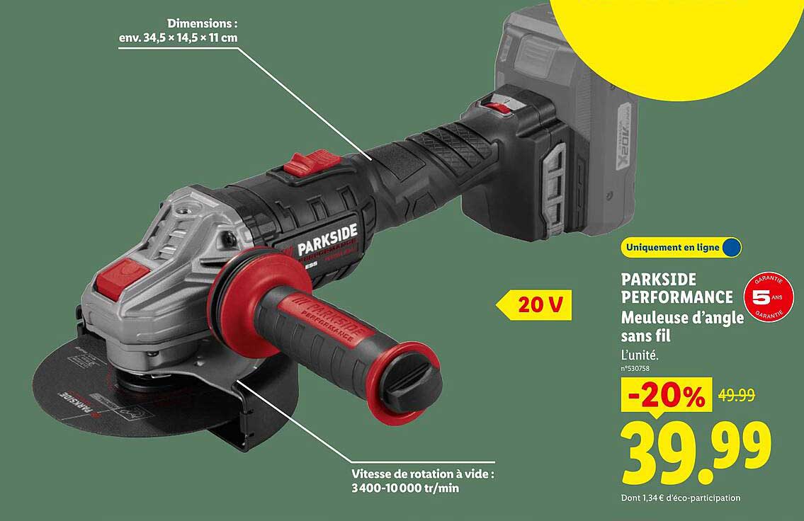 PARKSIDE PERFORMANCE Meuleuse d’angle sans fil