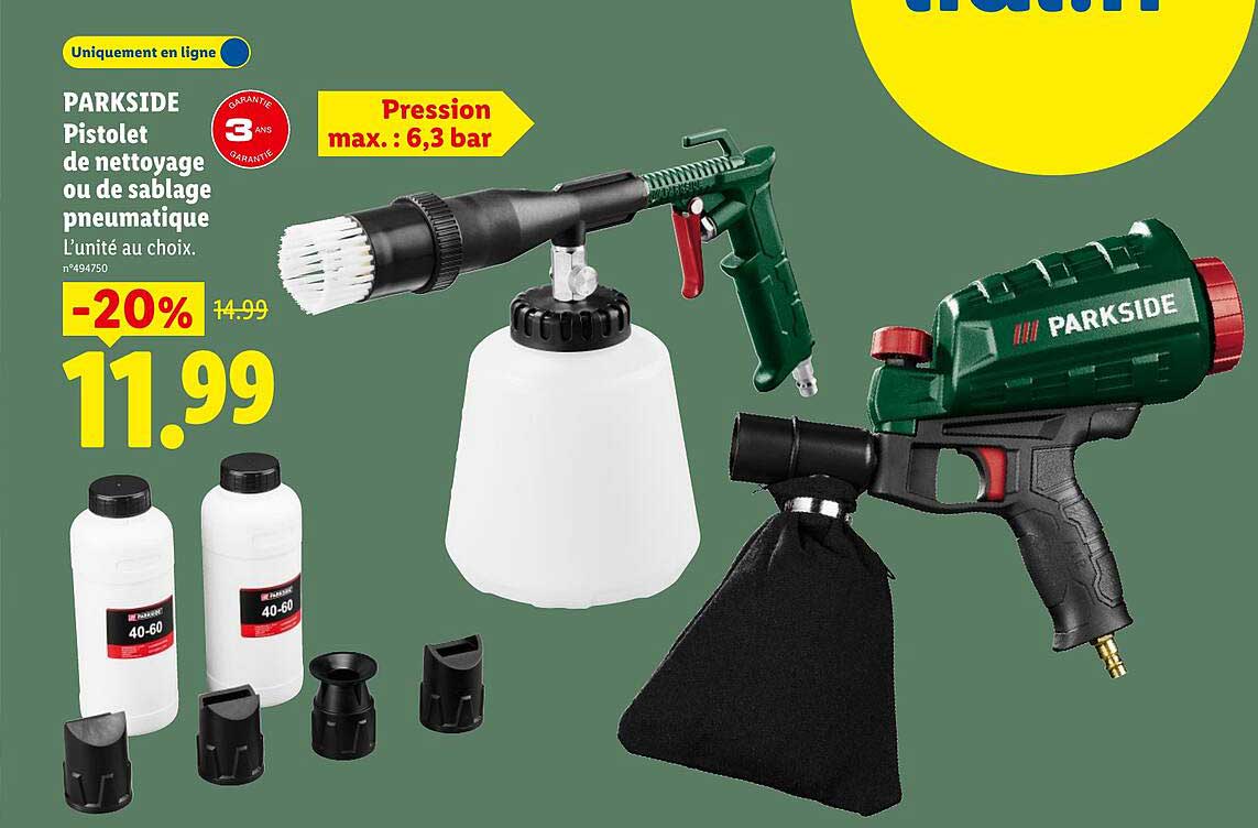 PARKSIDE Pistolet de nettoyage ou de sablage pneumatique