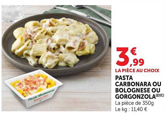 PASTA CARBONARA OU BOLOGNESE OU GORGONZOLA(2)(C)