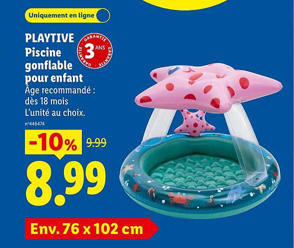 PLAYTIVE Piscine gonflable pour enfant