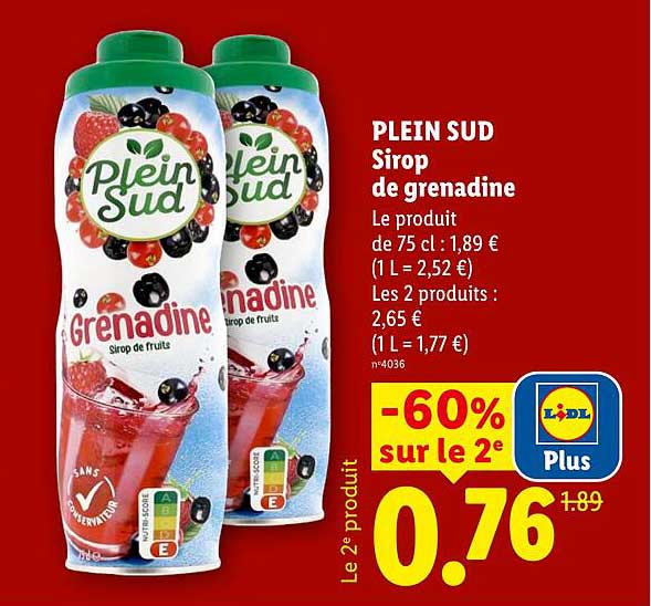 PLEIN SUD Sirop de grenadine