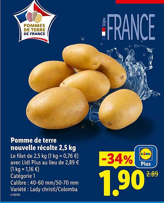 Pomme de terre nouvelle récolte 2,5 kg
