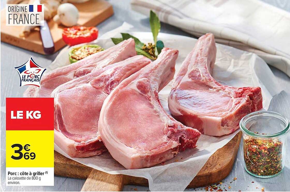 Porc : côte à griller