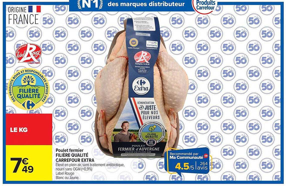 Poulet fermier FILIÈRE QUALITÉ CARREFOUR EXTRA