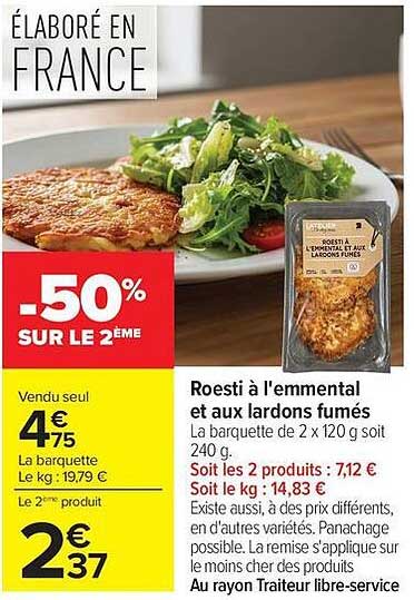 Röesti à l'emmental et aux lardons fumés