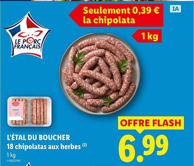 Seulement 0,39 € la chipolata