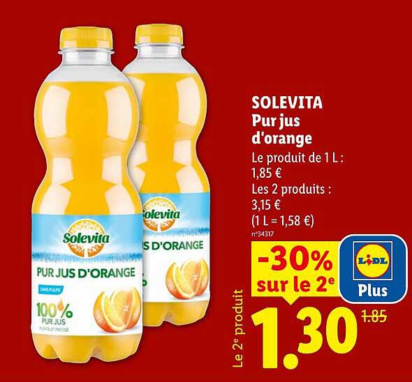 SOLEVITA Pur jus d'orange