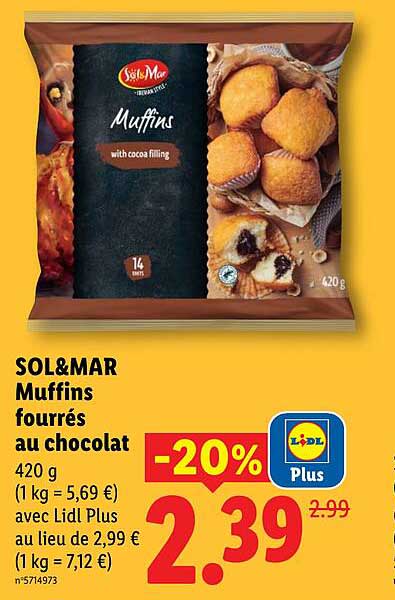 SOL&MAR Muffins fourrés au chocolat