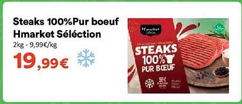 Steaks 100%Pur boeuf Hmarket Sélection