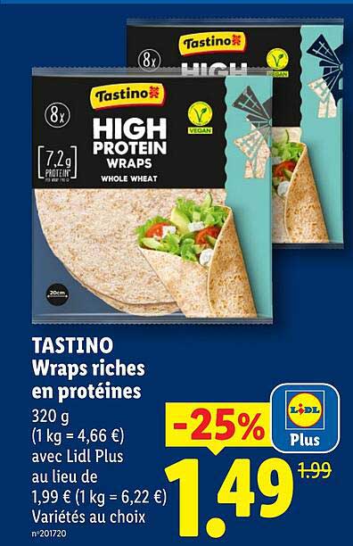 TASTINO Wraps riches en protéines
