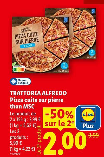 TRATTORIA ALFREDO Pizza cuite sur pierre thon MSC