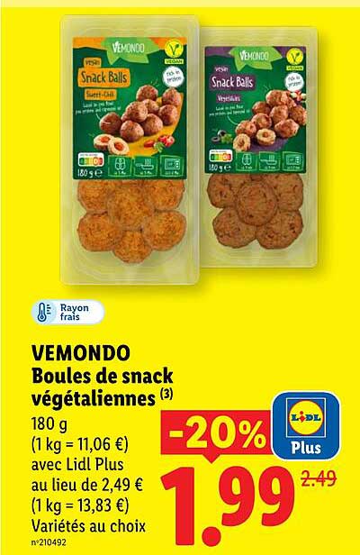VEMONDO Boules de snack végétaliennes