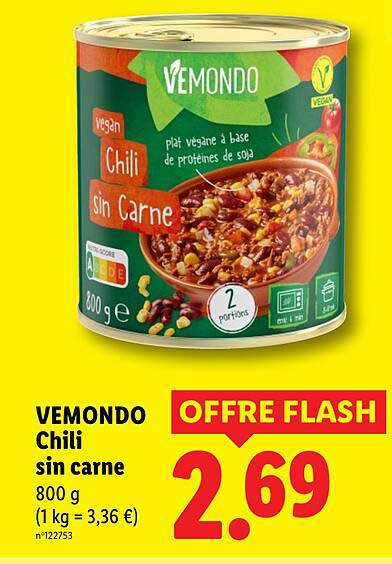VEMONDO Chili sin carne 800 g (1 kg = 3,36 €)