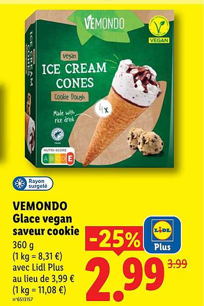 VEMondo Glace vegan saveur cookie 360 g