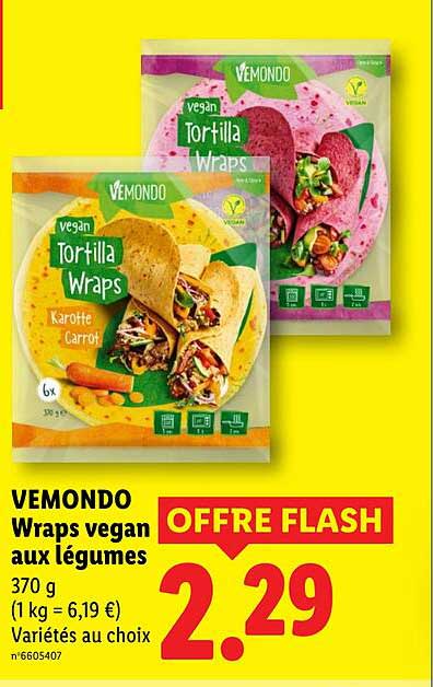 VEMONDO Wraps vegan aux légumes 370 g Variétés au choix