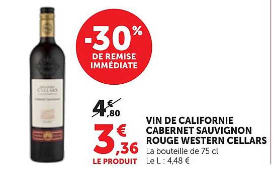 VIN DE CALIFORNIE CABERNET SAUVIGNON ROUGE WESTERN CELLARS