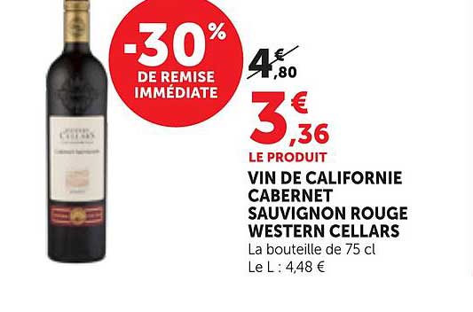 VIN DE CALIFORNIE CABERNET SAUVIGNON ROUGE WESTERN CELLARS